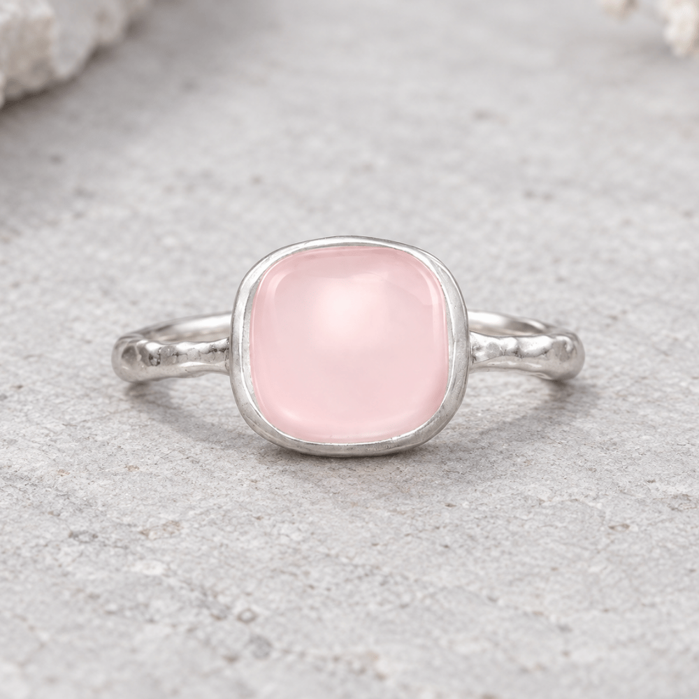 Textured 7.5mm Square Stone Ring