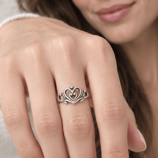 Double Heart and Swirl Design Ring