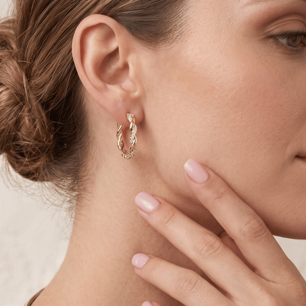CZ Full Twist Hoop Earrings