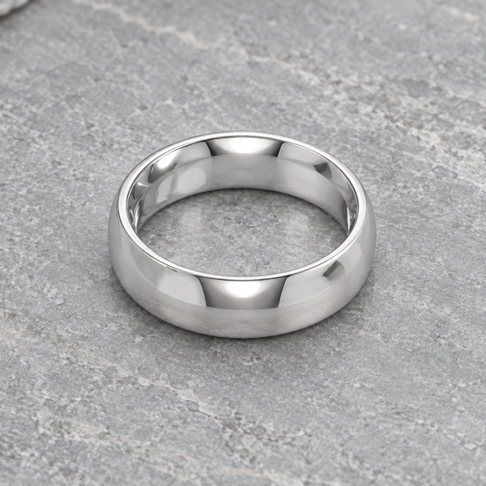 Rhodium Plated 6mm Wedding Band