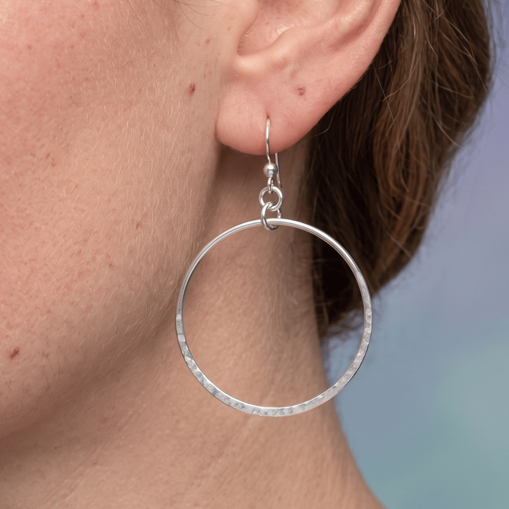 Hammered Open Circle Earrings