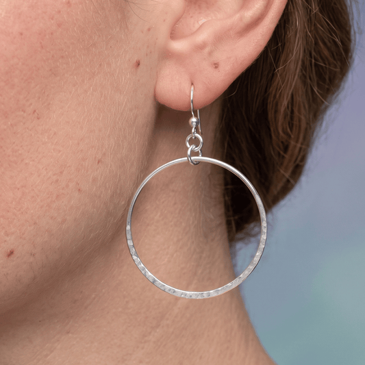 Hammered Open Circle Earrings