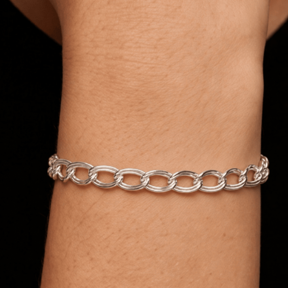 925 Sterling Silver Diamond Cut Light Charm Bracelet - 4.5mm