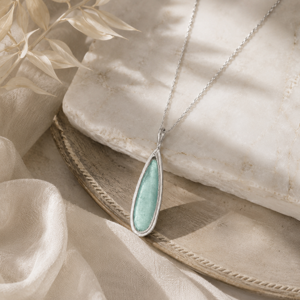 Ancient Roman Glass Pear Drop Necklace