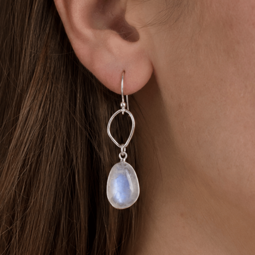 Rainbow Moonstone Drop Earrings