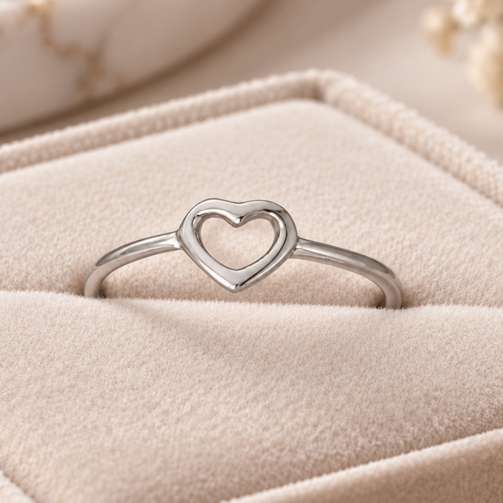 Polished Open Heart Ring - view 2