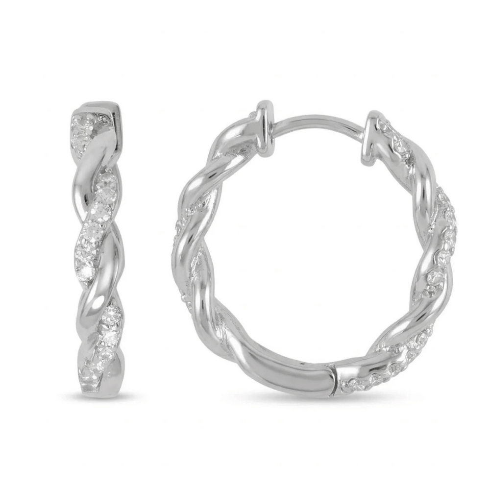 CZ Full Twist Hoop Earrings