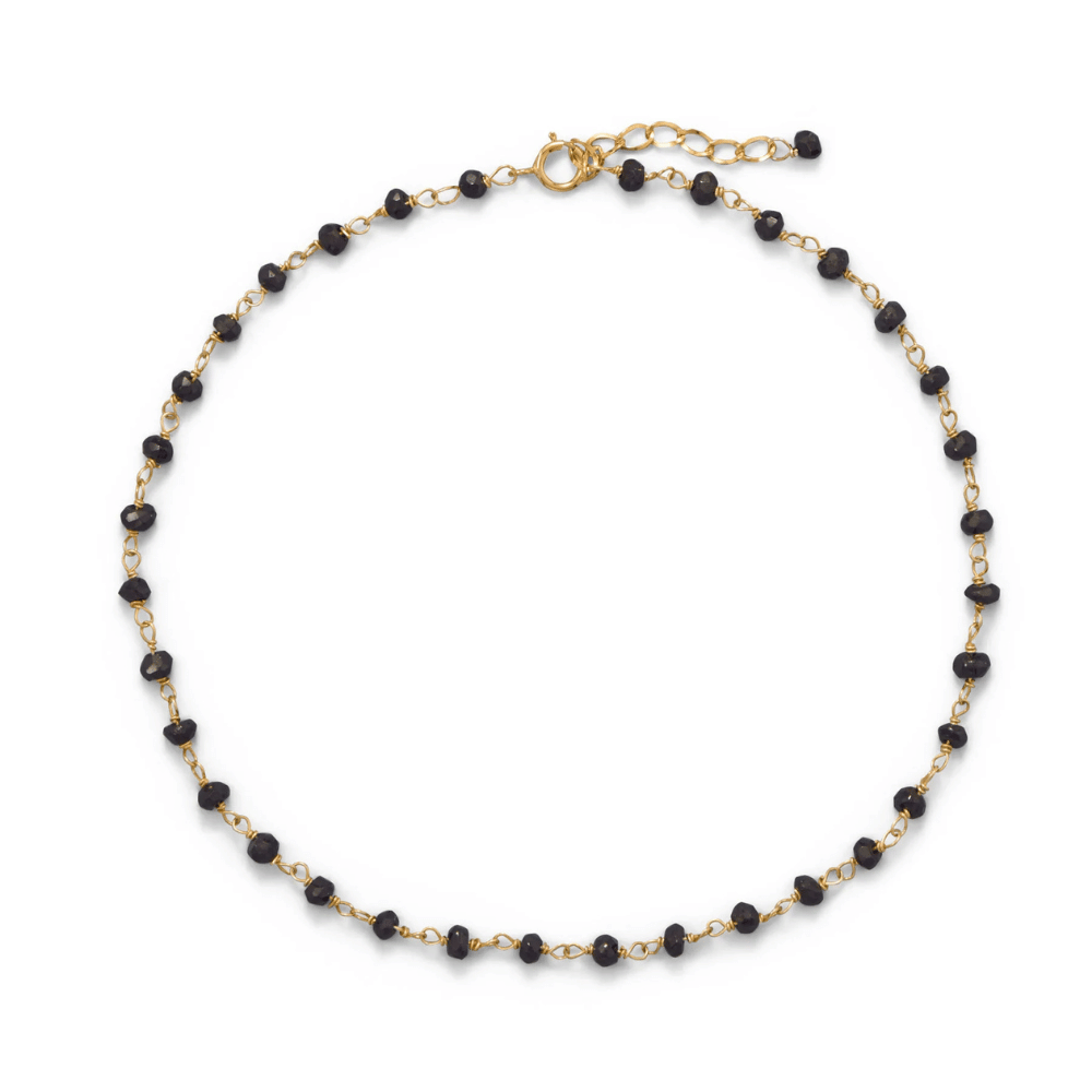 9.5" + 1" 14 Karat Gold Plated Bead Anklet