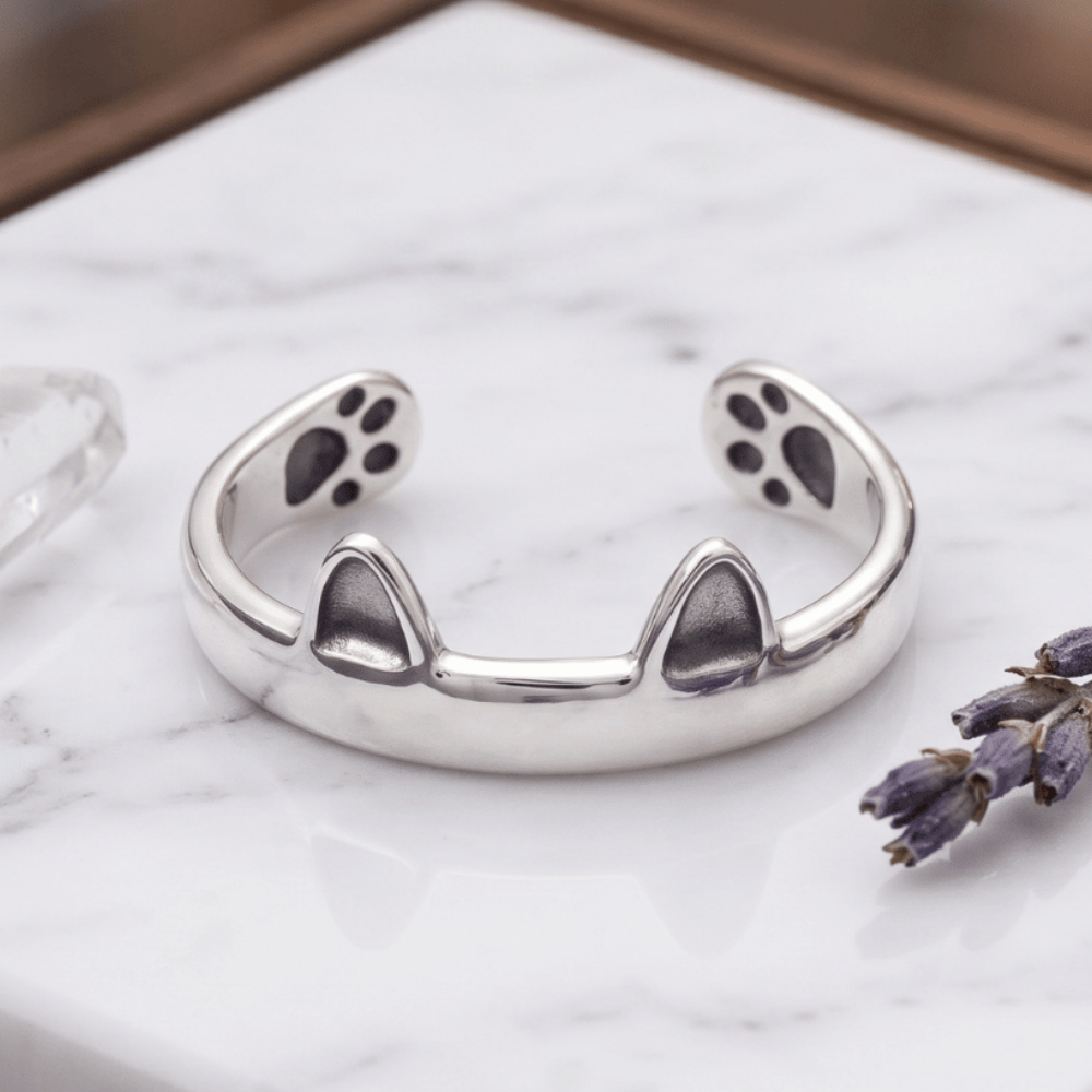 Oxidized Animal Ear Wrap Ring
