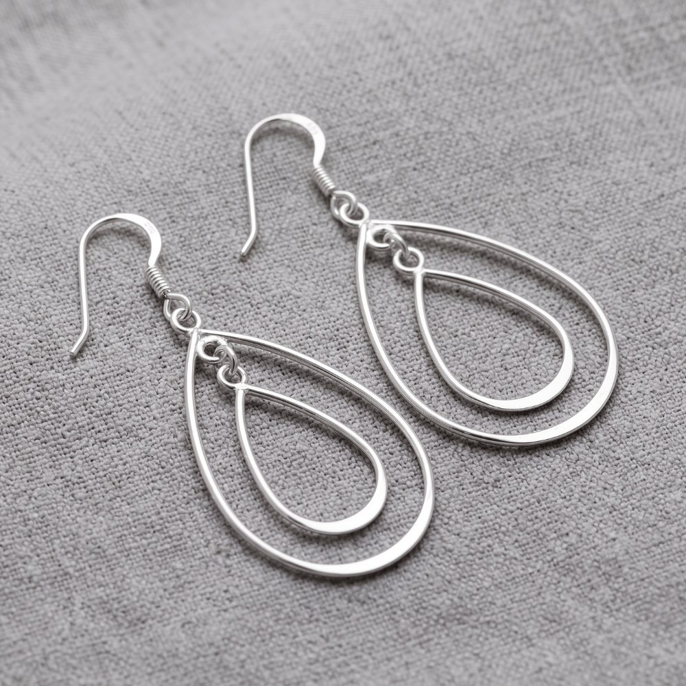 Double Pear Shape French Wire Earrings