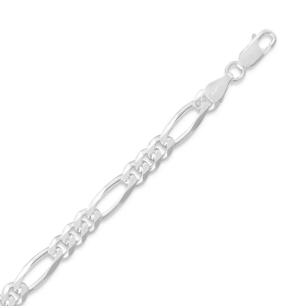 925 Sterling Silver Figaro Chain Bracelet - 5.5mm
