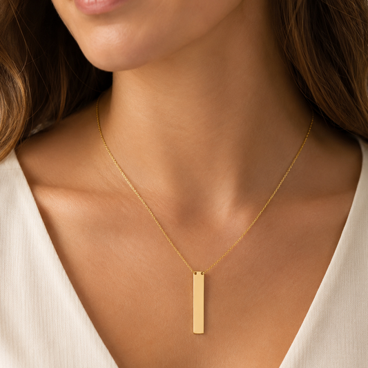 16" + 2" 14 Karat Gold Plated Vertical Bar Drop Necklace