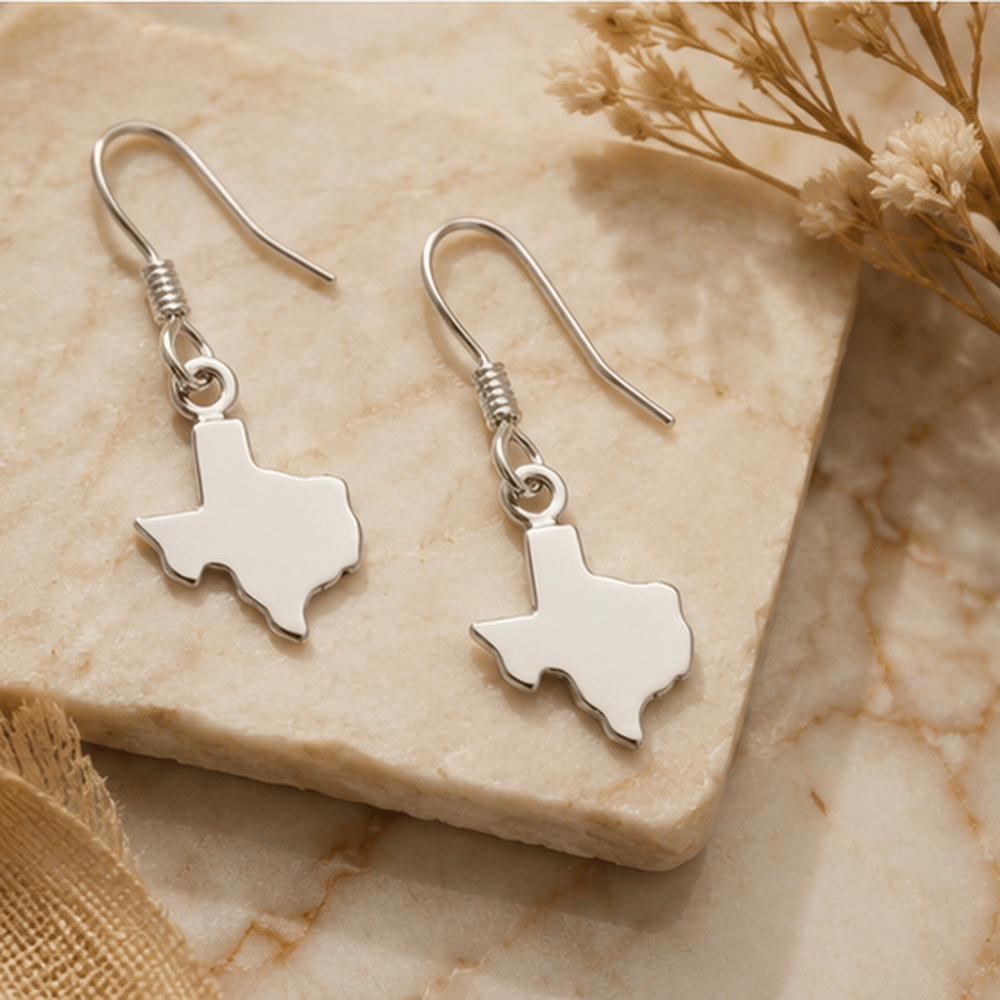 Small Antique Texas State French Wire Earrings