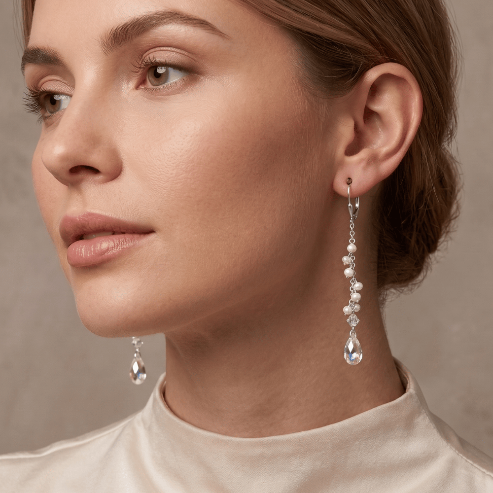 Swarovski Crystal and Cultured Freshwater Pearl Earrings