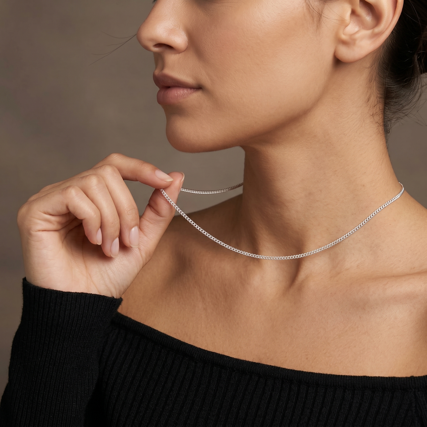 925 Sterling Silver Curb Chain Necklace - 1.4mm