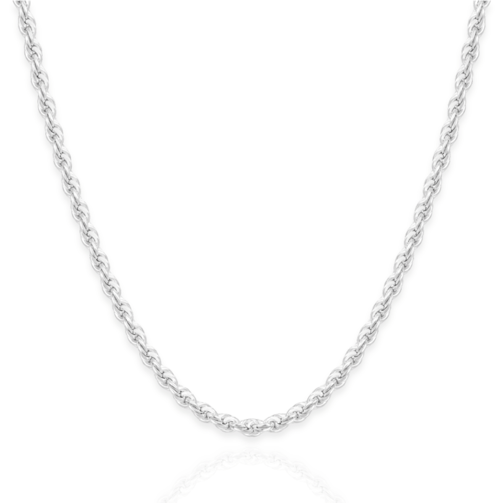 925 Sterling Silver Diamond Cut Rope Chain Necklace - 2.2mm