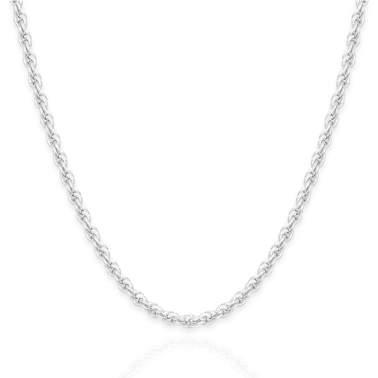 925 Sterling Silver Diamond Cut Rope Chain Necklace - 2.2mm
