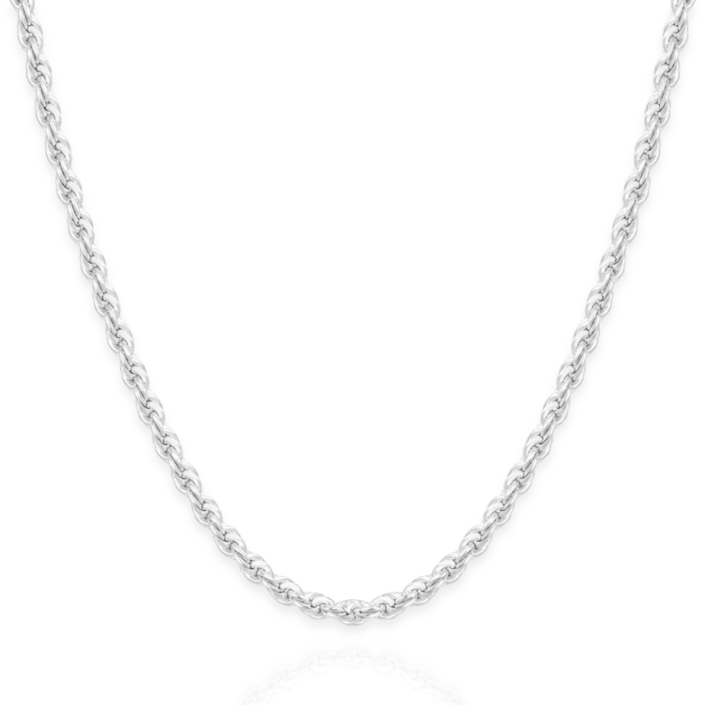 925 Sterling Silver Diamond Cut Rope Chain Necklace - 2.7mm