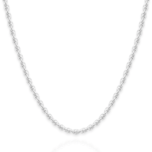 925 Sterling Silver Diamond Cut Rope Chain Necklace - 2.7mm