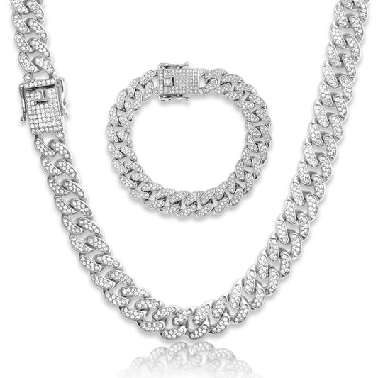 Iced Out Miami Cuban Chain & Bracelet - 13mm