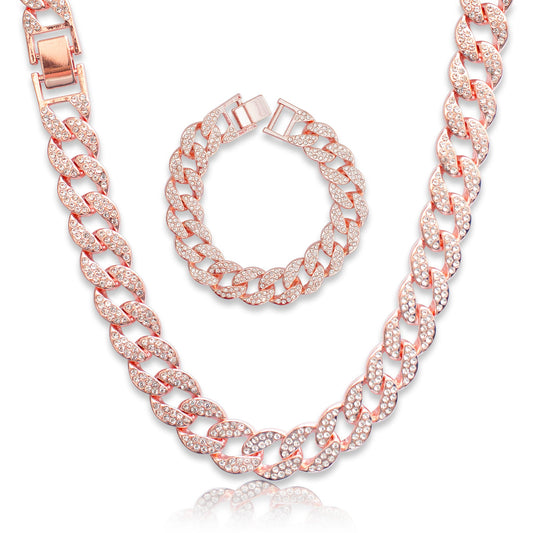 Diamond-Cut Cuban Chain & Bracelet - 15mm