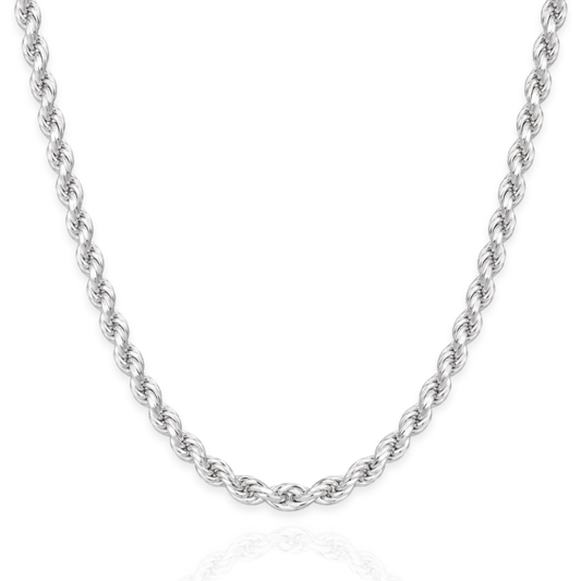 925 Sterling Silver Diamond Cut Rope Chain Necklace - 3.3mm