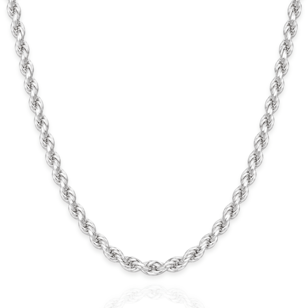 925 Sterling Silver Diamond Cut Rope Chain Necklace - 3.6mm