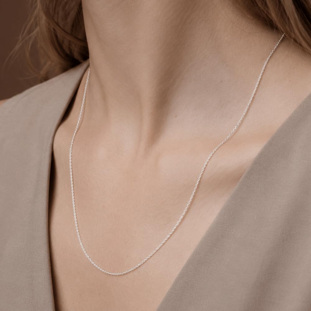 925 Sterling Silver Diamond Cut Rope Chain Necklace - 1.3mm