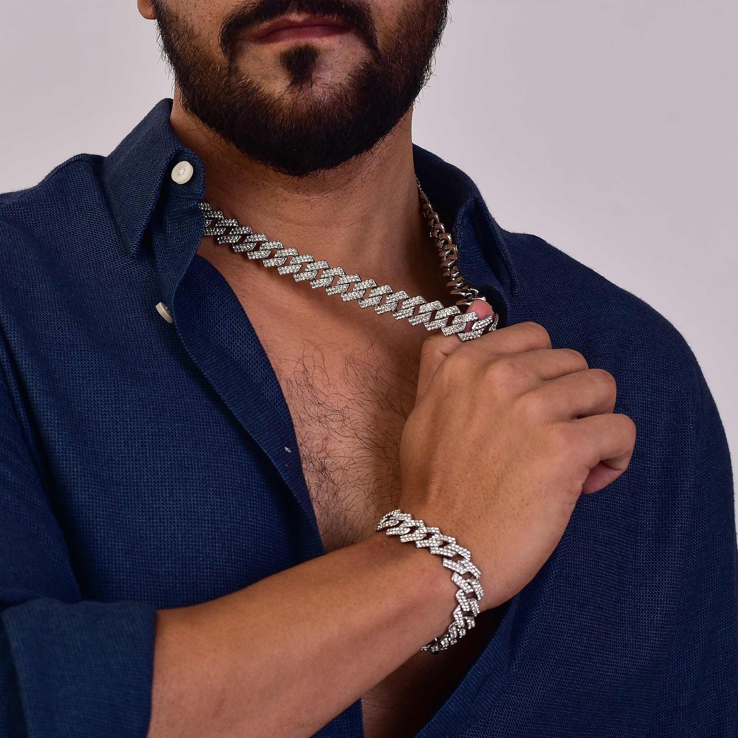 Iced Out Cuban Curb Chain & Bracelet - 14mm