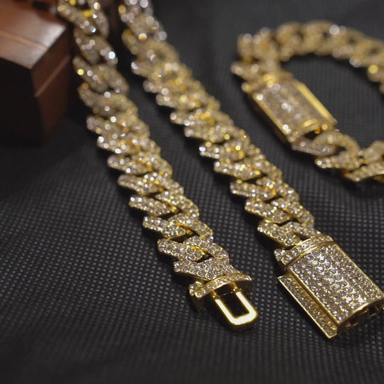 18mm Iced Out Bling Gold Plated Cuban Link Chain for Men & Women Hip Hop Jewelry