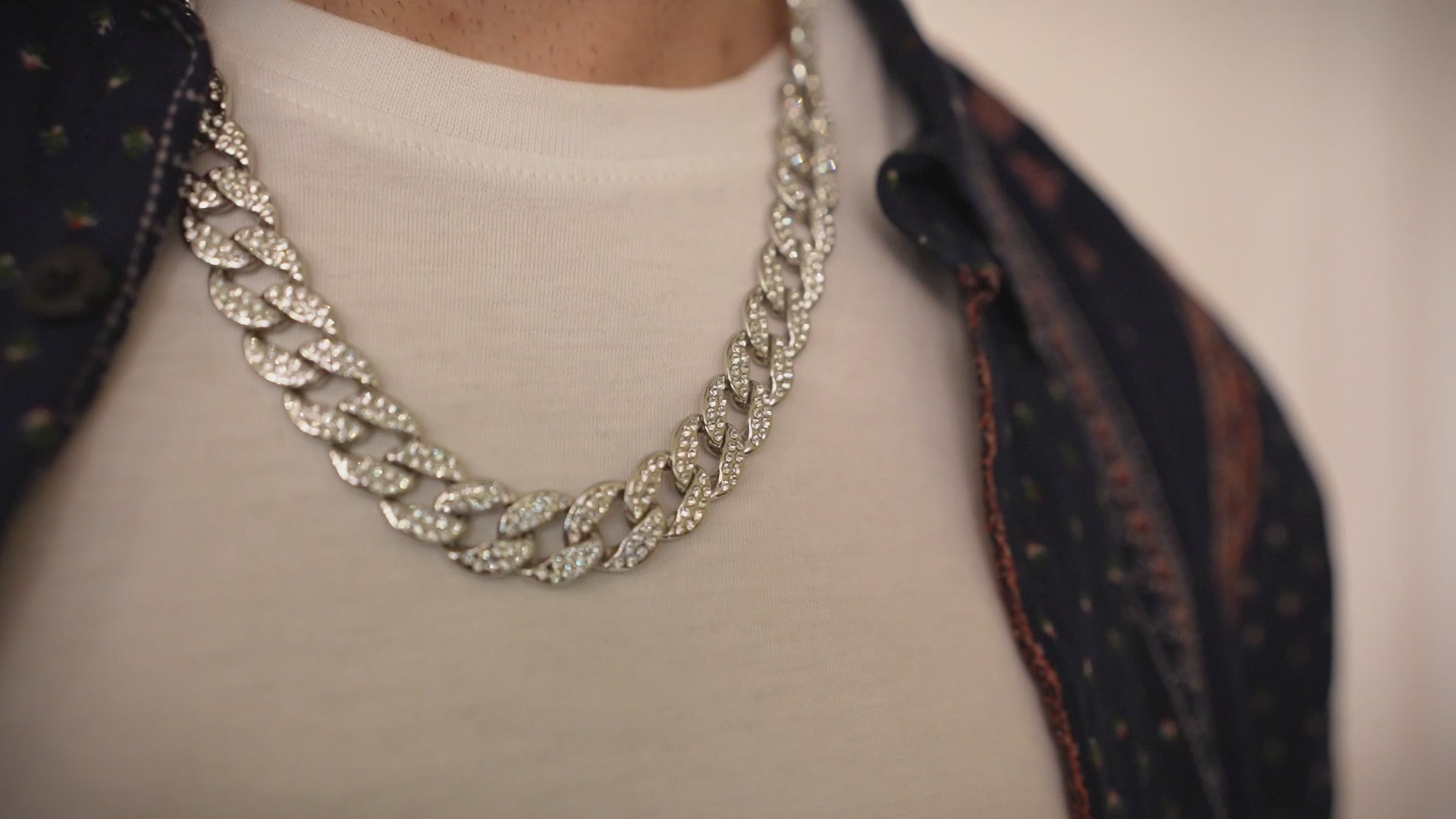 15mm Diamond Cut Cuban Link White Gold Chain Unisex Necklace