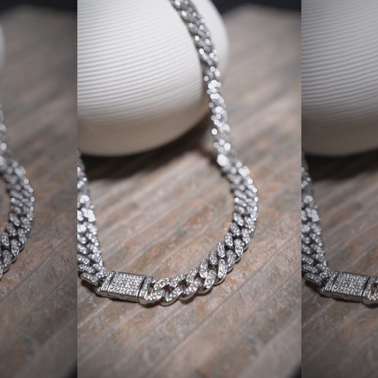 13mm Silver Iced Out Bling Miami Cuban Link Chain Unisex Necklace